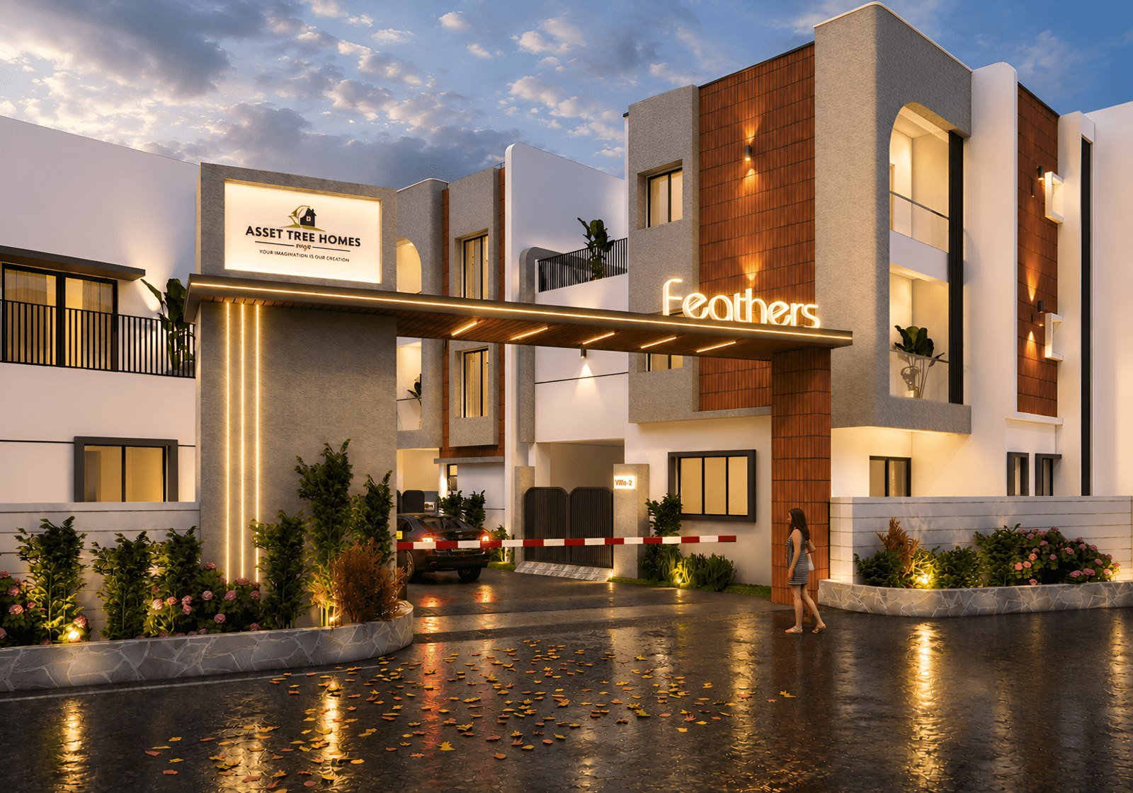 ATH Feathers — gated community entrance arch with Feathers signage, Kundrathur, Chennai